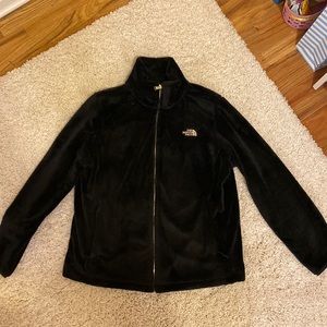 Womens Black north face fleece, gold hardware
